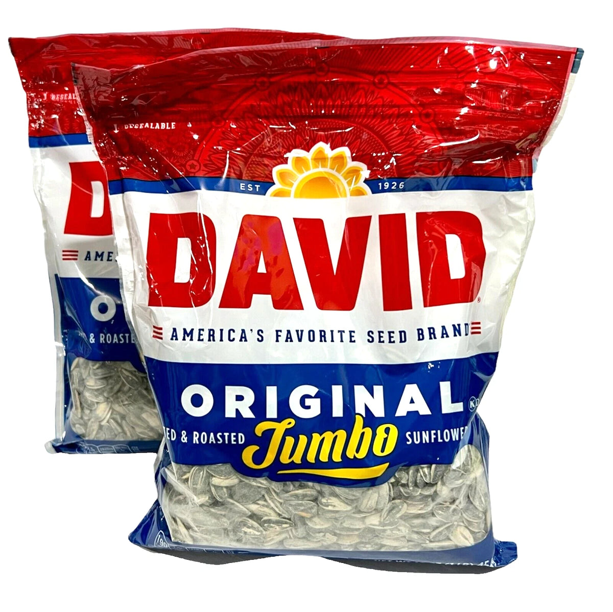 2X 16 Oz Jumbo Roasted & Salted Sunflower Seeds Bags