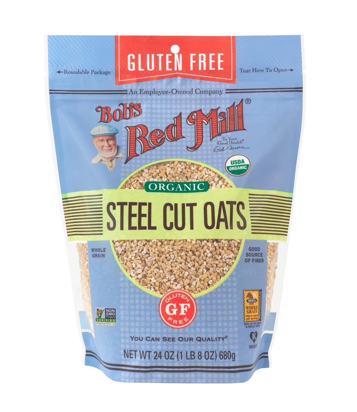 Set of 4 Gluten Free Organic Steel Cut Oats 24oz
