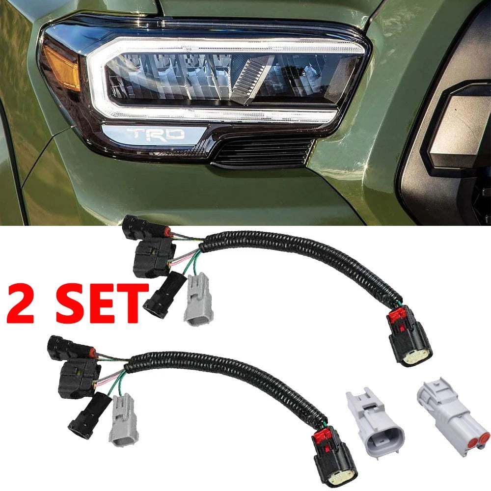 2X LED Headlight Conversion Harness Adapter Plug for Toyota Tacoma (2016–2023)