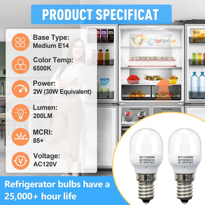 2Pcs Freezer Light Bulb Replacement for Whirlpool