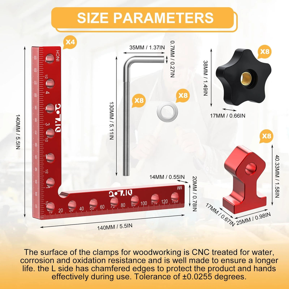 4X Corner Clamp for Woodworking 90 Degree (5.5")
