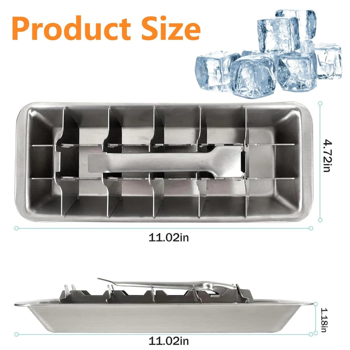18 Slot Metal Ice Cube Trays for Easy Release - Dishwasher Safe