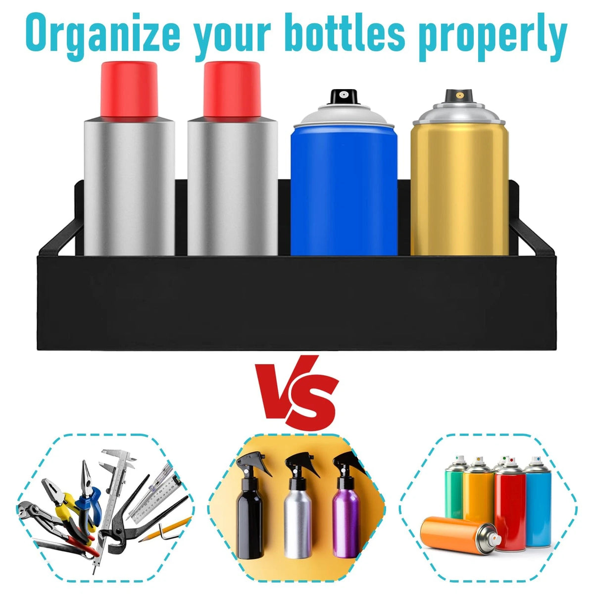 Set of 4 Magnetic Spray Can Holders for Toolbox Wall Mount