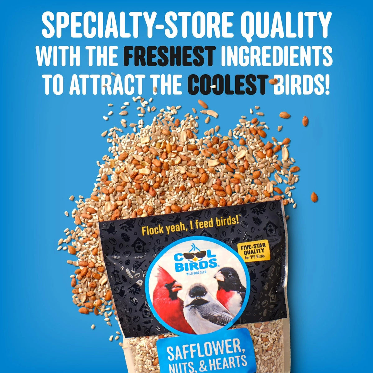 Safflower, Nuts & Hearts Wild Bird Seed for Birds (Pack of 10 Pounds)