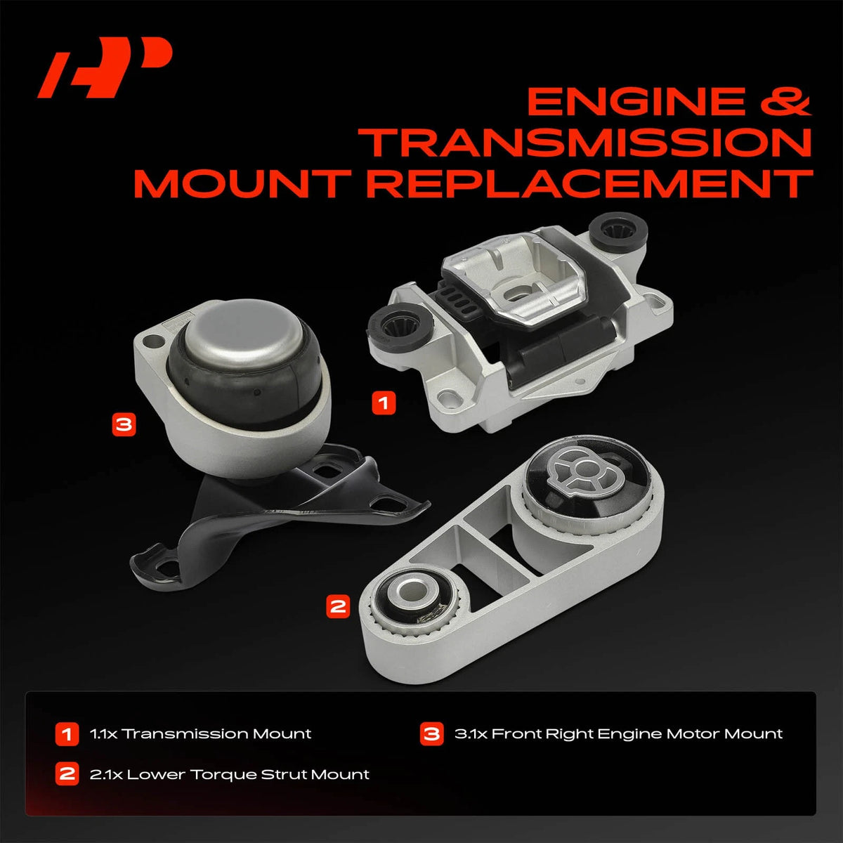 3X Engine Motor & Torque Strut & Transmission Mount for Ford Mondeo - 1S716F012AD, 1S717M122EB, 1S7199082CE