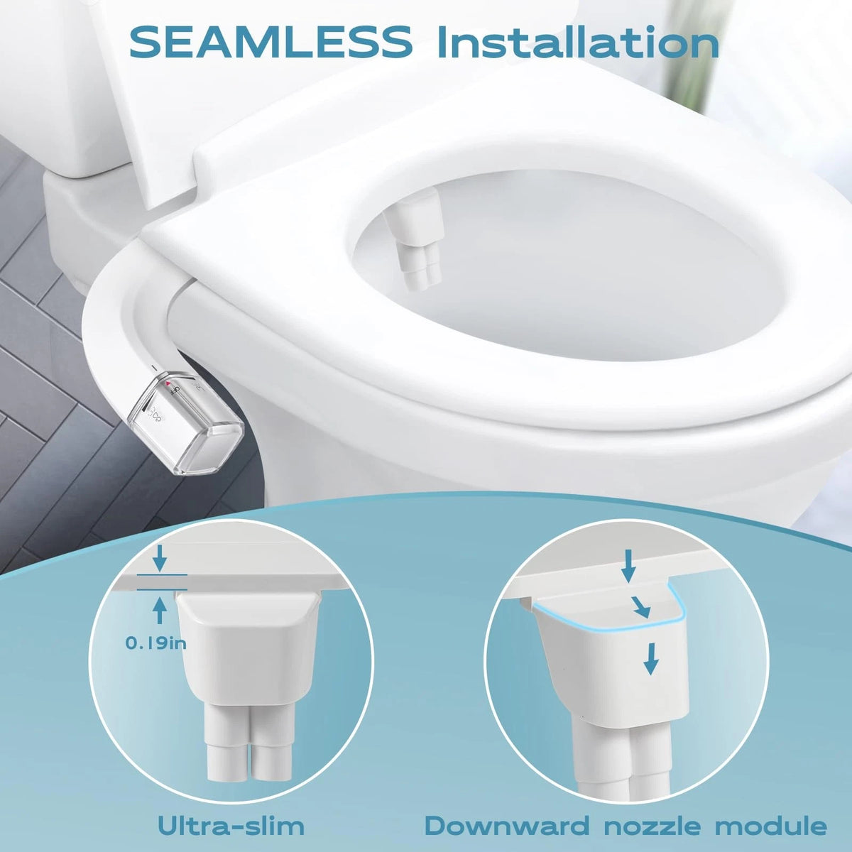 Ultra-Slim Bidet Attachment for Toilet (White)