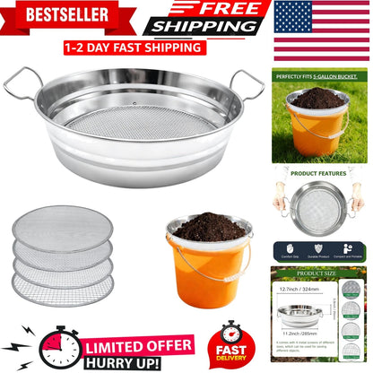 Soil Sifter for Gardening with Handles (Fits 5 Gallon Bucket)