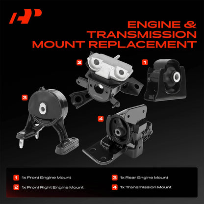 Set of 4 Engine Motor & Trans. Mounts for Toyota RAV4 (2006–2008) 9497, EM-9497, EM-9518