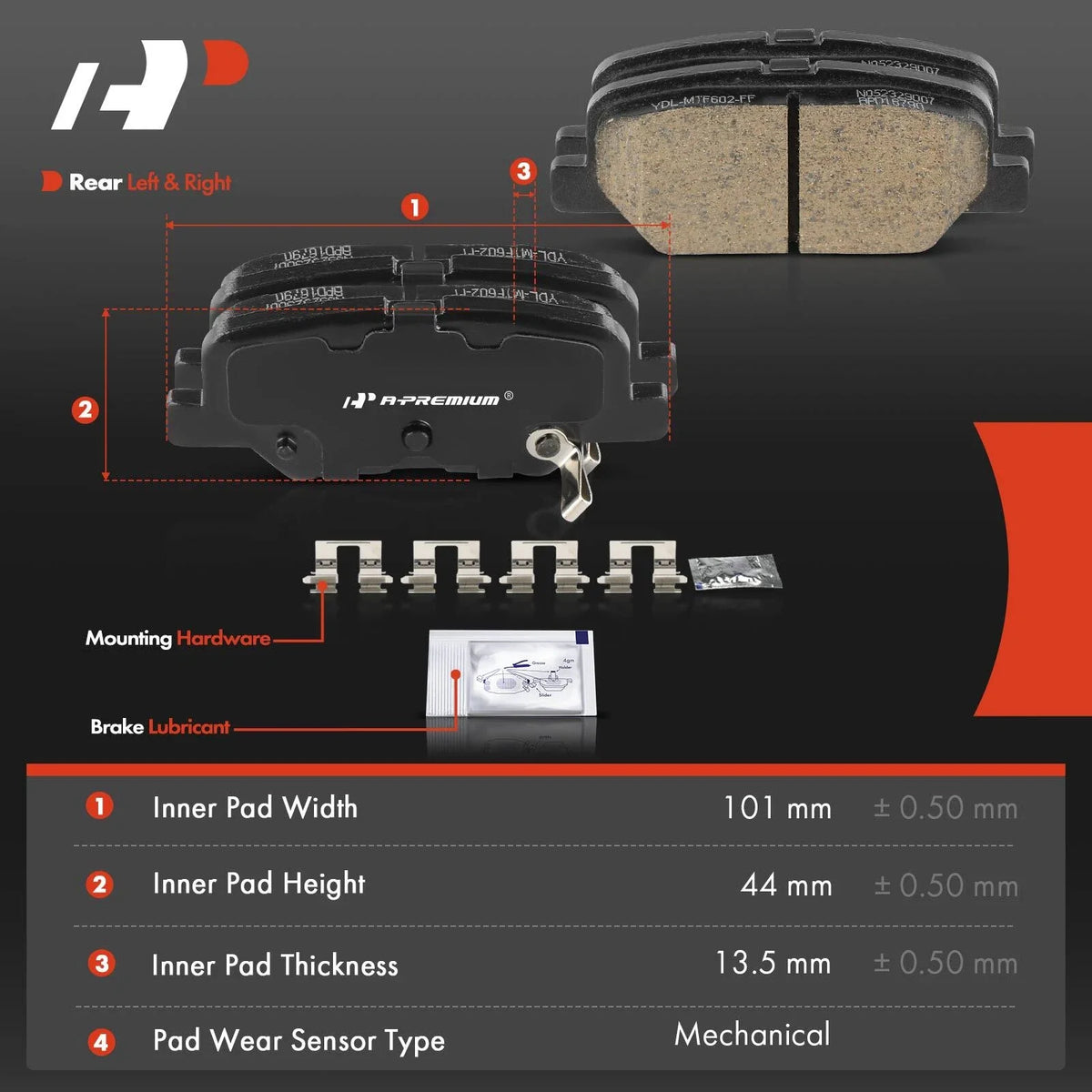 Set of 4 Rear Ceramic Brake Pads for Mazda 3 (2014–2018) & Mitsubishi Outlander