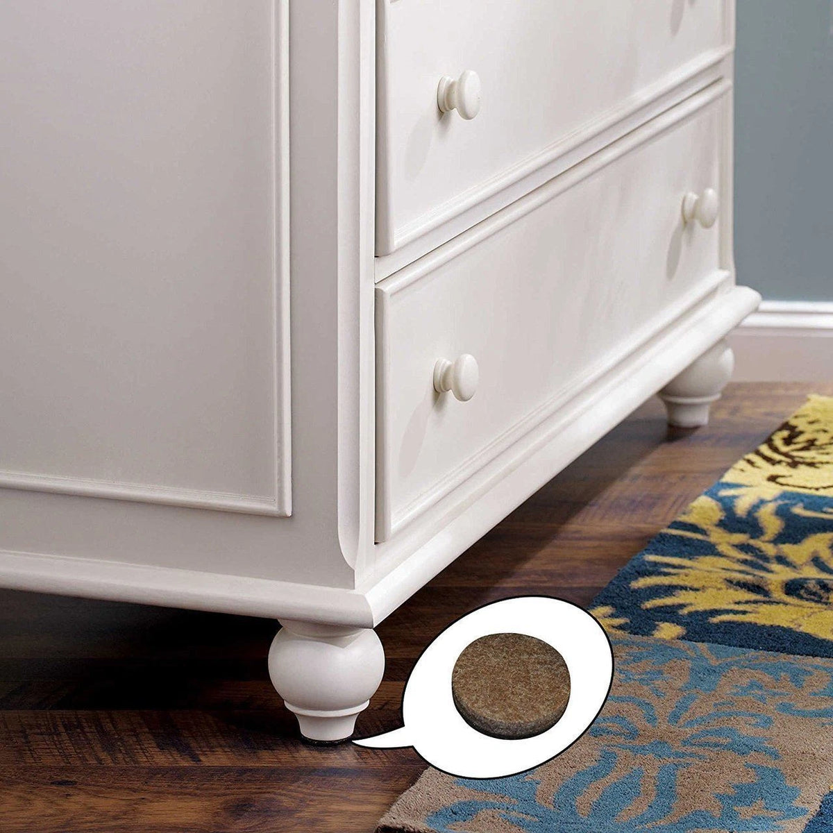 96 Pack Self-Stick Round Felt Pads for Hard Wood Floors