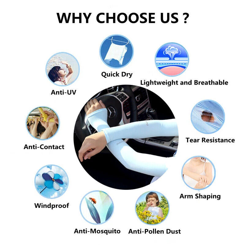 1 Pair Cooling Arm Sleeves UV Sun Protect Covers for Men Women