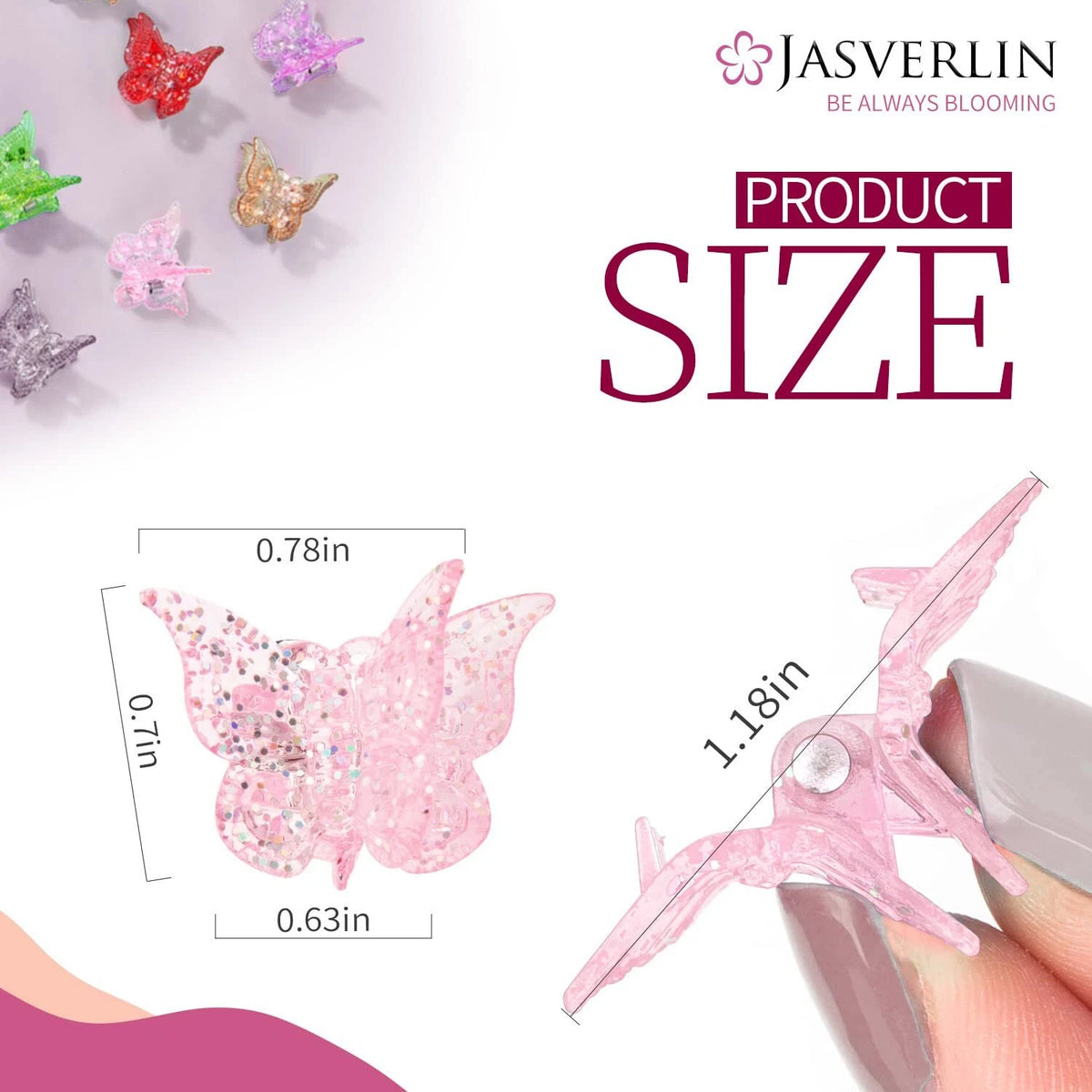 Set of 4 Glitter Mini Butterfly Hair Claw Clips for Girls