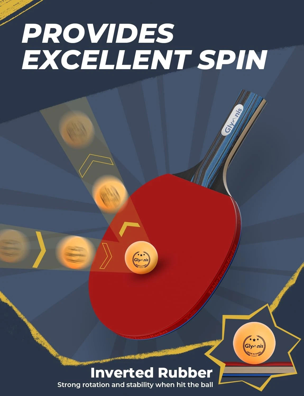 Set of 4 Ping Pong Paddles for Table Tennis