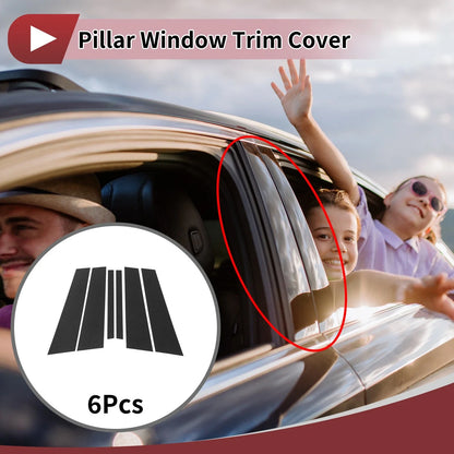 Door Pillar Window Trim Carbon Fiber Black for BMW 1-Series Hatchback (2008 - 2016)