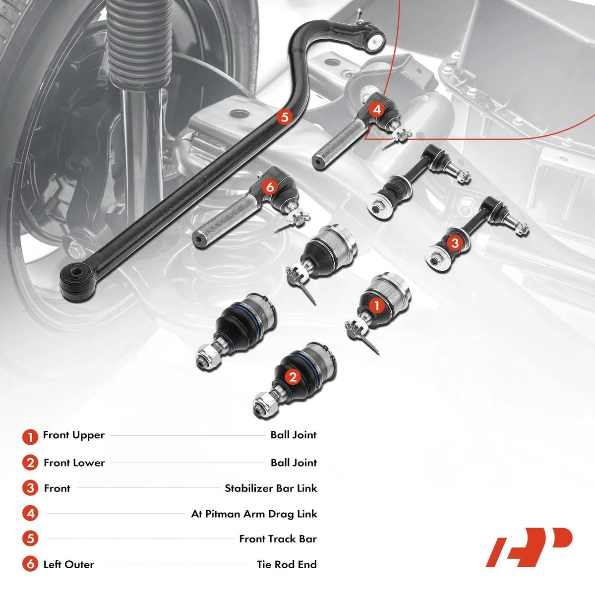 Set of 9 Front Ball Joint Sway Bar Links for Dodge Ram 2500 3500 (2000–2002)