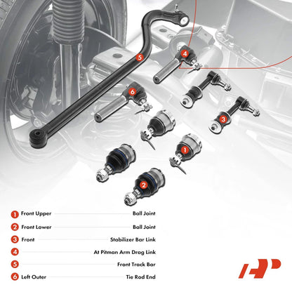 Set of 9 Front Ball Joint Sway Bar Links for Dodge Ram 2500 3500 (2000–2002)