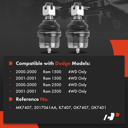 2X Front Lower Ball Joint for Dodge Ram 1500 2500 (2000–2001) 5017061AA, K7407