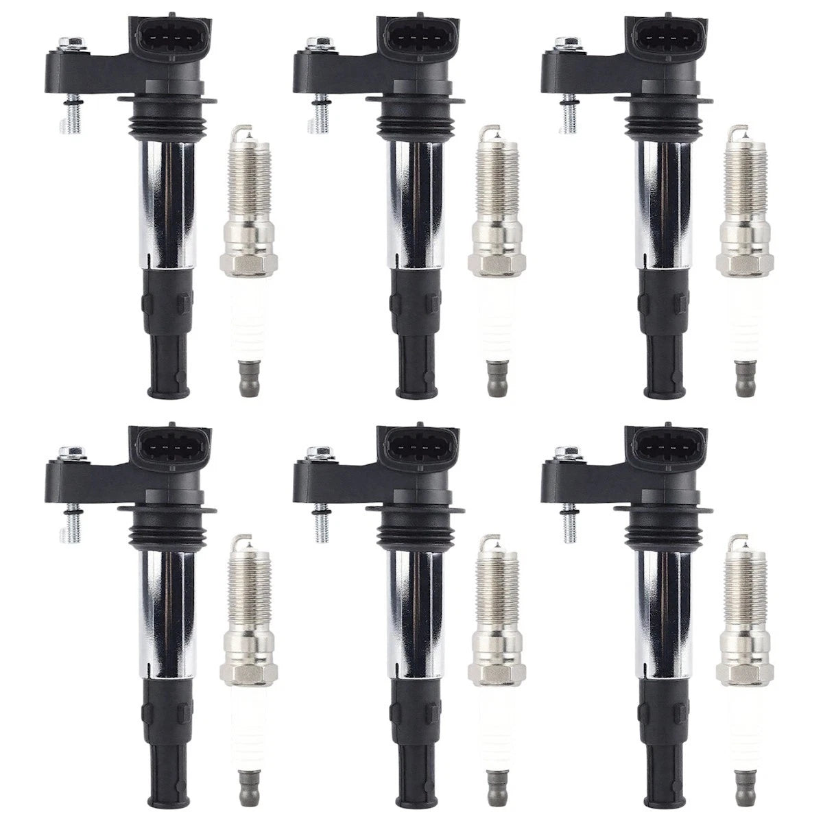 Ignition Coil & Spark Plug Kit for Chevy Traverse Cadillac STS CTS (2004–2009) - 18084857, UF375, 12629037, 6509, LTR6IX11