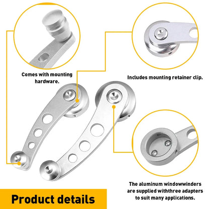 Pair Aluminum Manual Billet Crank Handle for Truck Glass Door