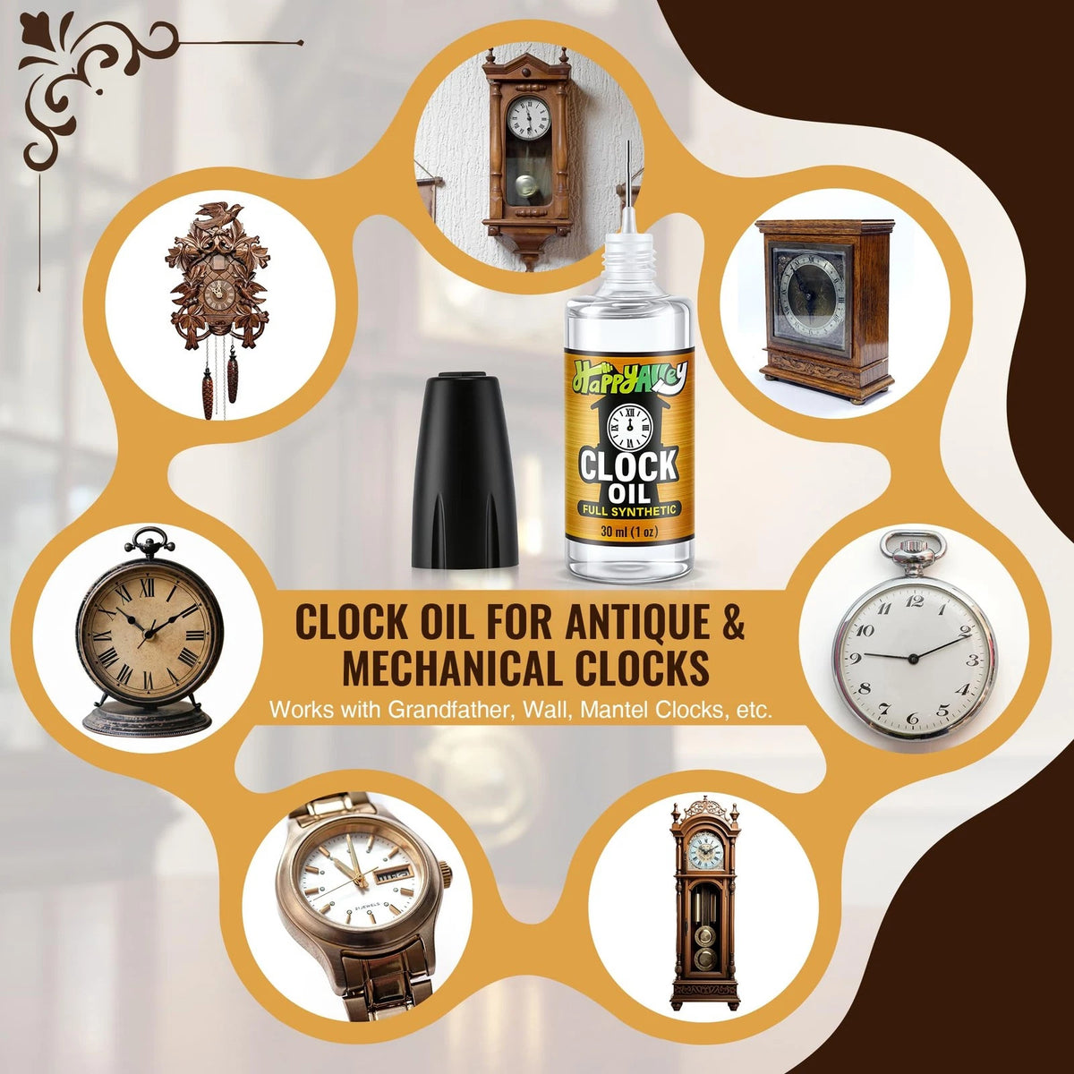 Full Synthetic Clock Oil for Grandfather Clocks (1oz)
