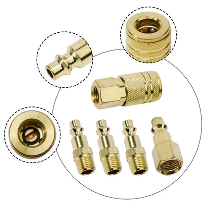 Set of 5 Brass Quick-Coupler Air Hose Line End Connectors 1/4"