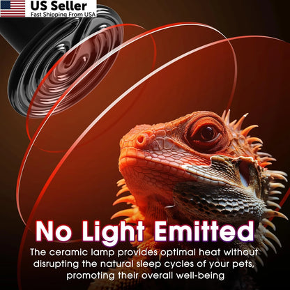 2X 100W Ceramic Heat Emitter Lamp Bulb for Reptiles E26 Black