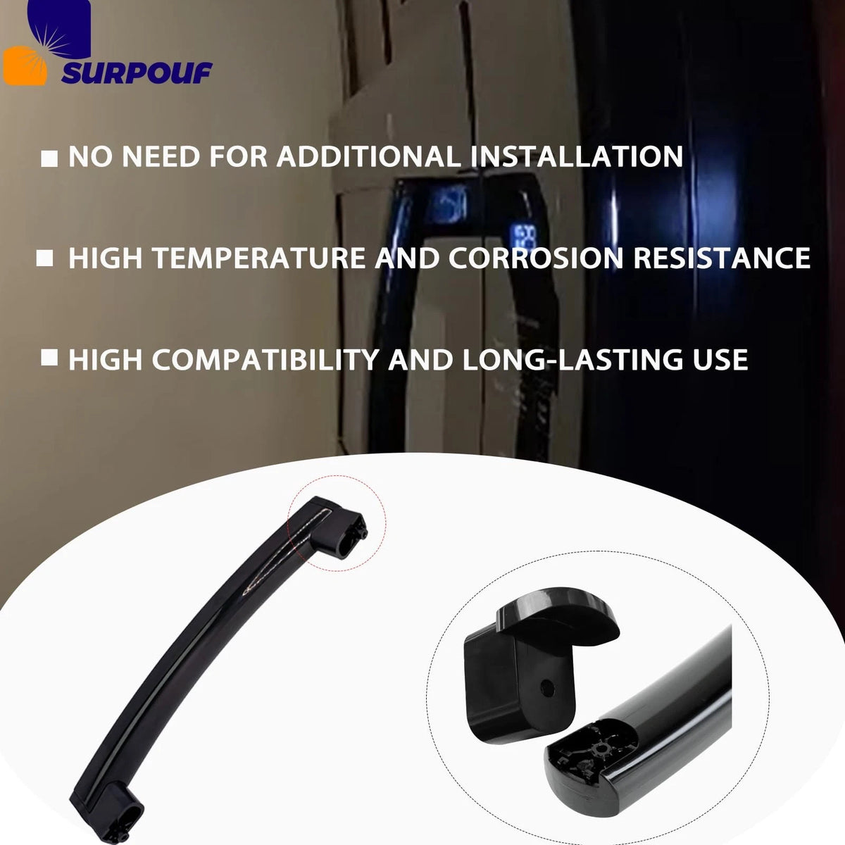 Microwave Door Handle with Support for Black (Fits WB15X10275, WB06X10939)
