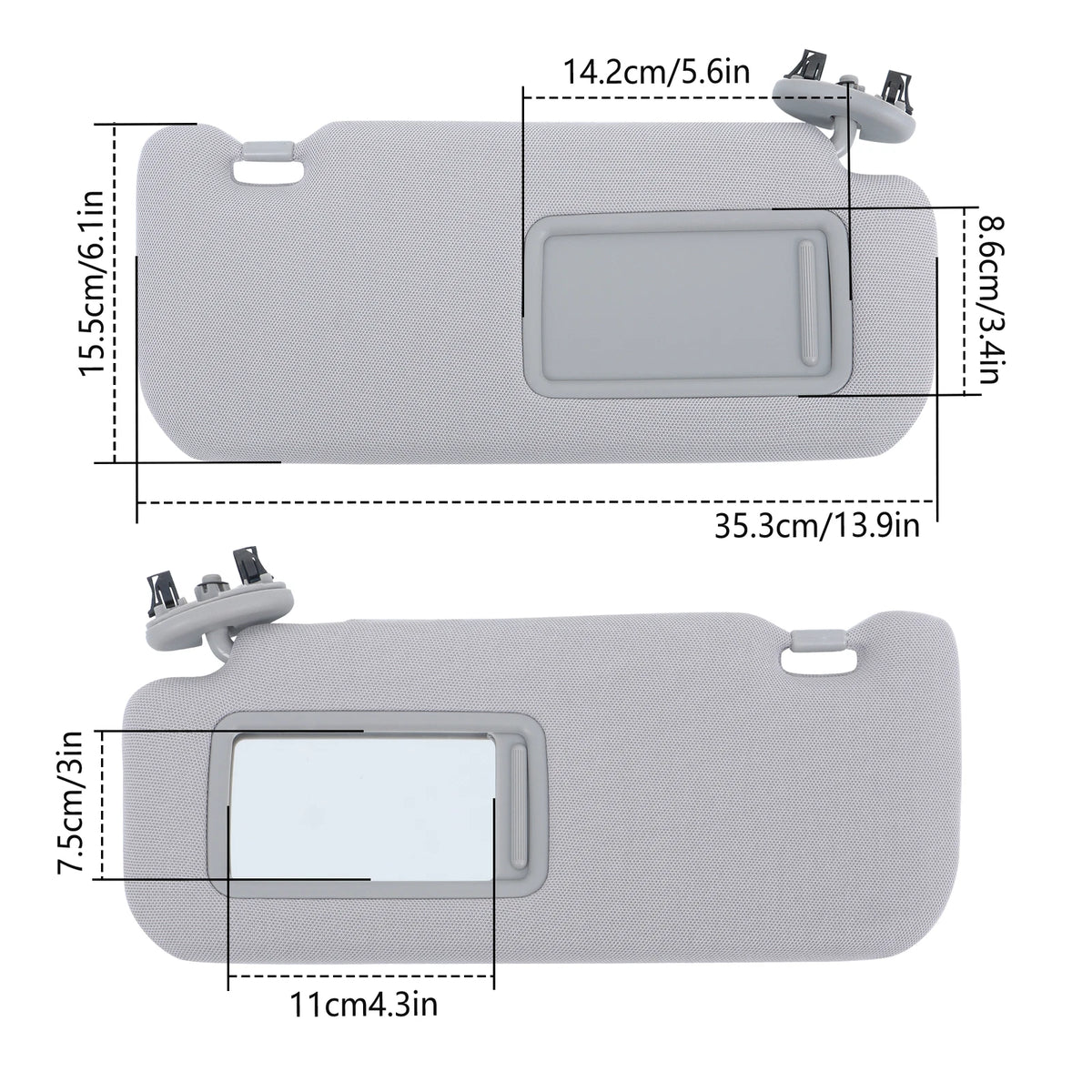 2Pcs Sun Visor for Toyota Corolla (2009–2013) BCK94765K Gray Right+Left