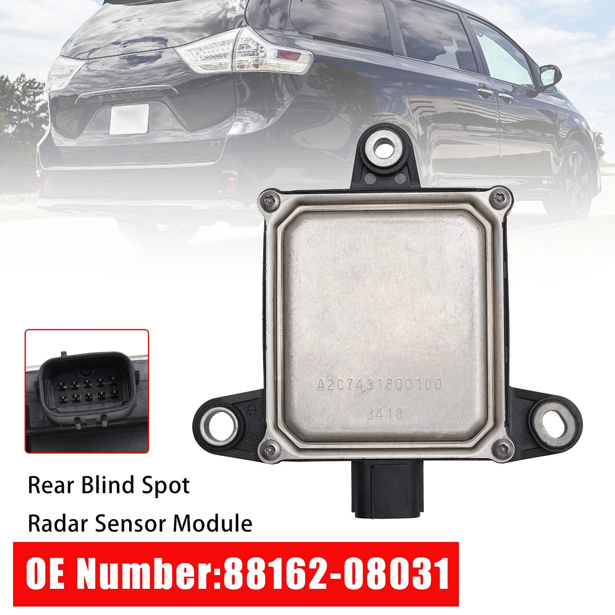 Rear Blind Spot Radar Sensor Module 88162-08031 for Toyota Sienna (2018–2020)