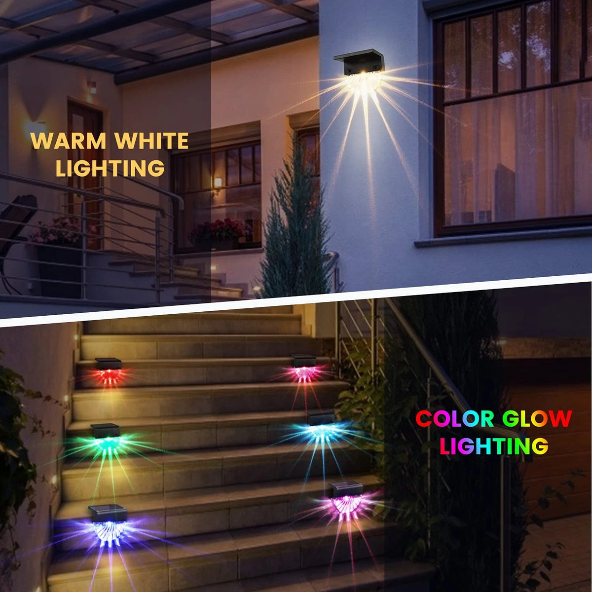 8 Pack Solar Deck Lights for Outdoor Use - Waterproof Solar Step & Fence Lights