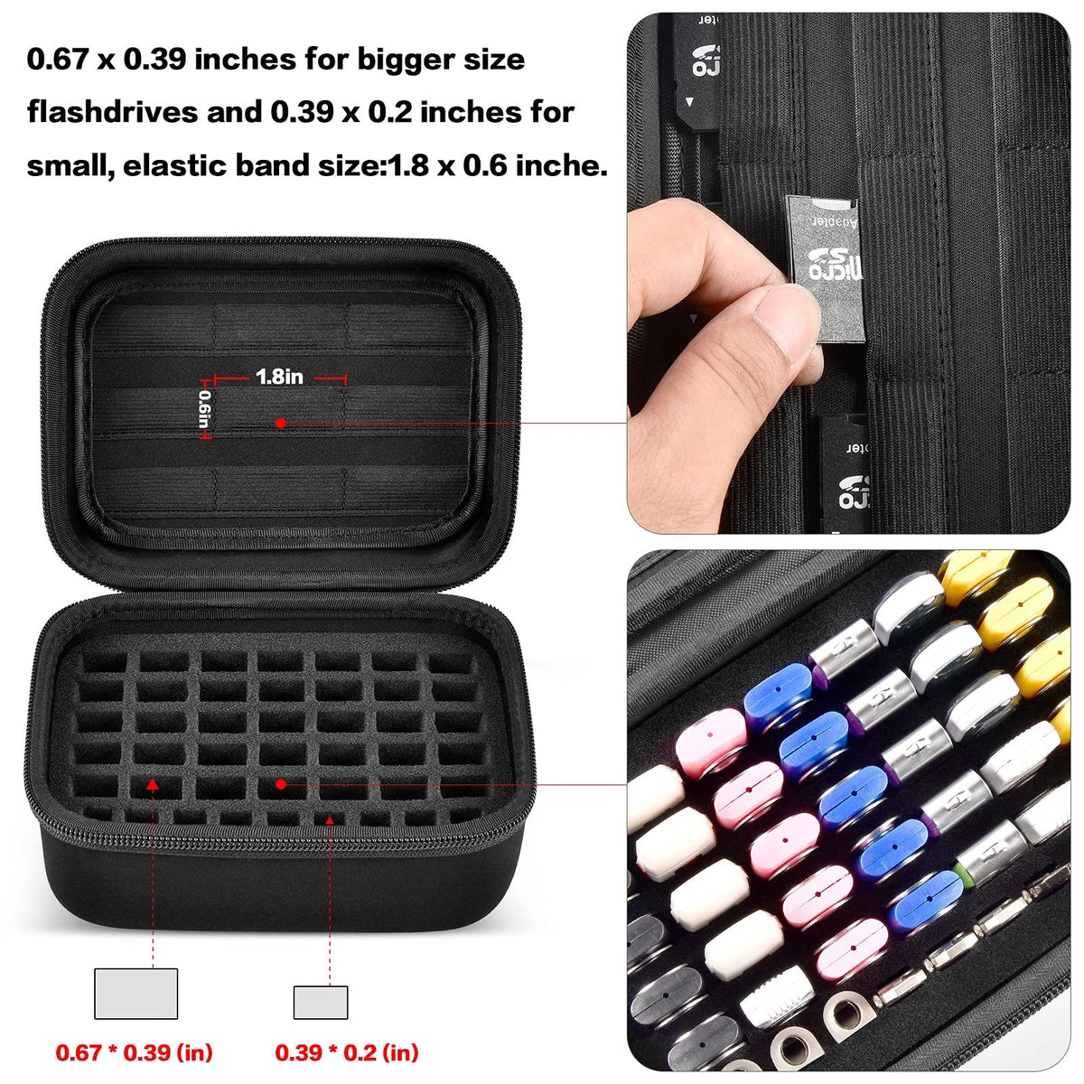 Set of 4 USB Flash Drive Cases for Organizing 44 Drives & 9 Cards