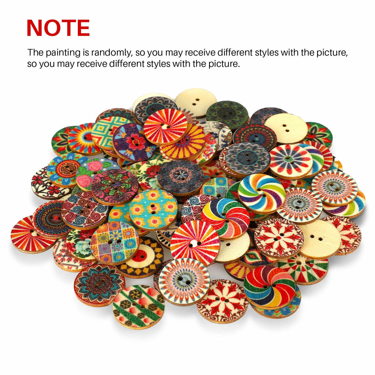 200 Pcs Mixed Color 2-Hole Wood Buttons for Apparel Sewing