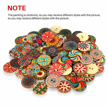 200 Pcs Mixed Color 2-Hole Wood Buttons for Apparel Sewing