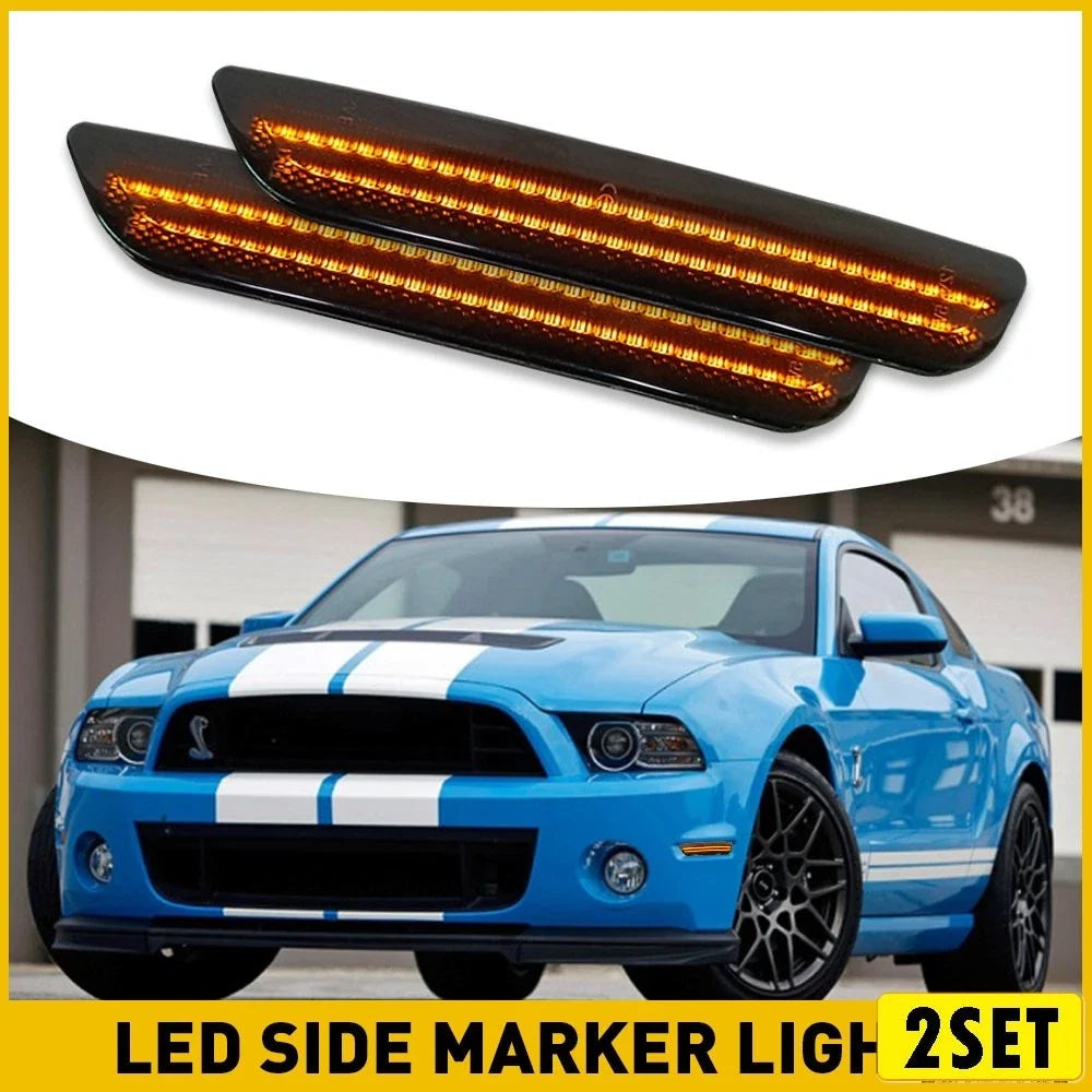 4X Front Bumper Light Marker LED Amber Smoke Lens for Ford Mustang (2010–2014)