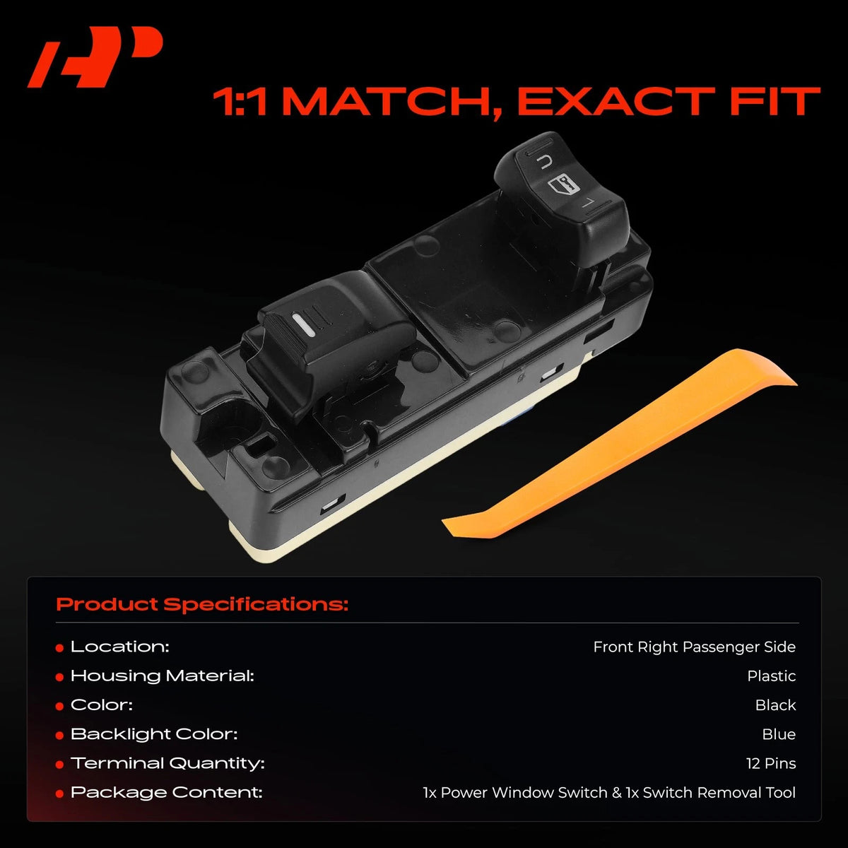 Front Right Power Window Switch for Chevy Colorado GMC Canyon (2004–2012) - 15205244, 15897773, DWS762