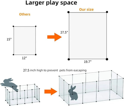 Large Transparent Pet Playpen for Dogs and Small Animals (28" H x 20" W)