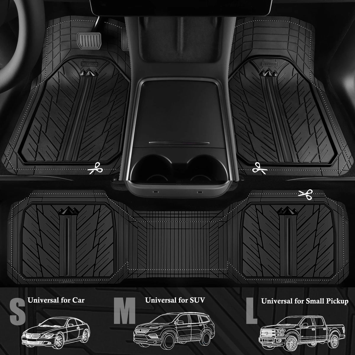 Set of 4 Heavy Duty Rubber Floor Mats for Automotive (TrimtoFit)