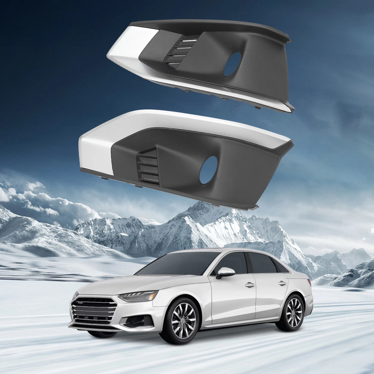 Set of 2 Fog Light Grille Covers for Audi A4 (2020–2022) 8WD807681L, 8WD807682L