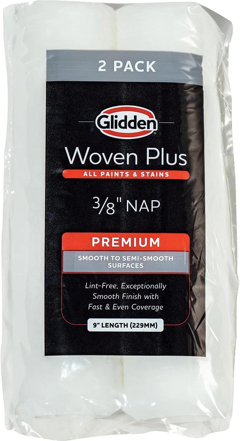2X 9" Woven Plus Paint Roller Cover 3/8" Nap for Interior/Exterior