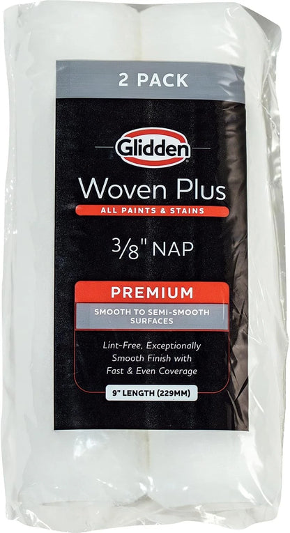 2X 9" Woven Plus Paint Roller Cover 3/8" Nap for Interior/Exterior