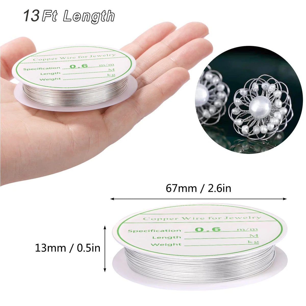 3 Pack Jewelry Wire 22 Gauge 0.6mm x 4m - Gold, Silver, Rose Gold
