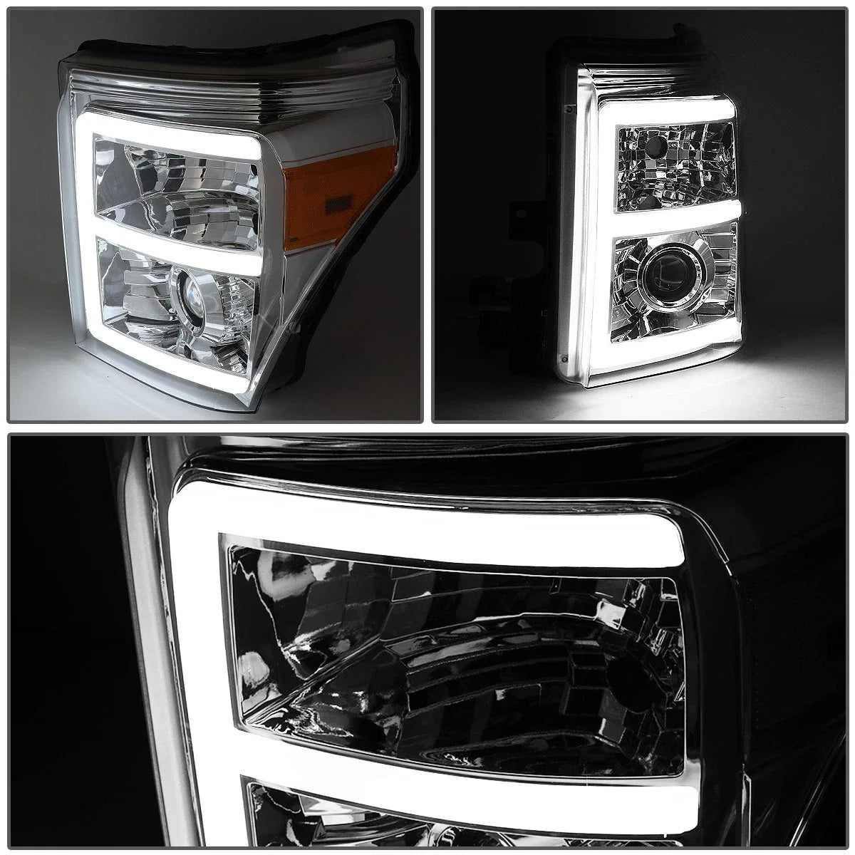 E-Bar LED Chrome Amber Projector Headlight for Super Duty (2011–2016)