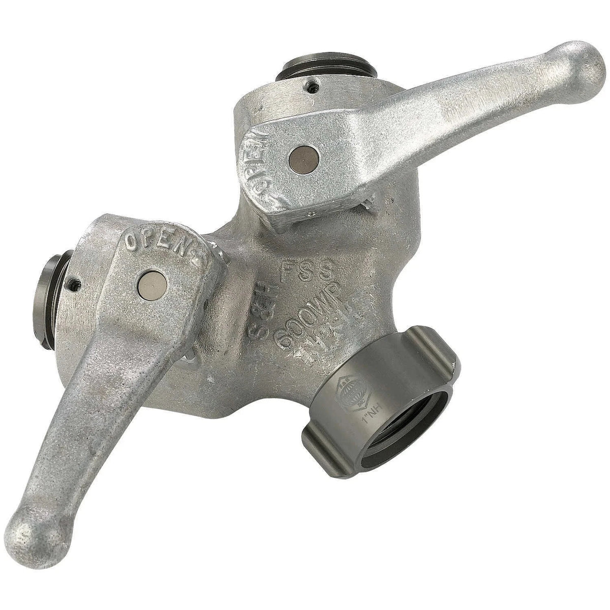 Gated Wye Adapter for Fire Hose Fitting (1.5in NH F x Dual 1in NH M)
