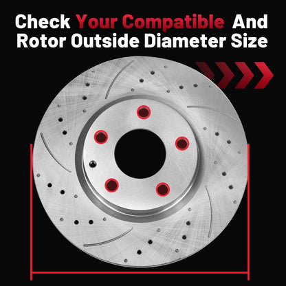 Set of 2 Front Drilled Rotors Brake Pads for Chevy Silverado GMC Sierra 1500 Yukon