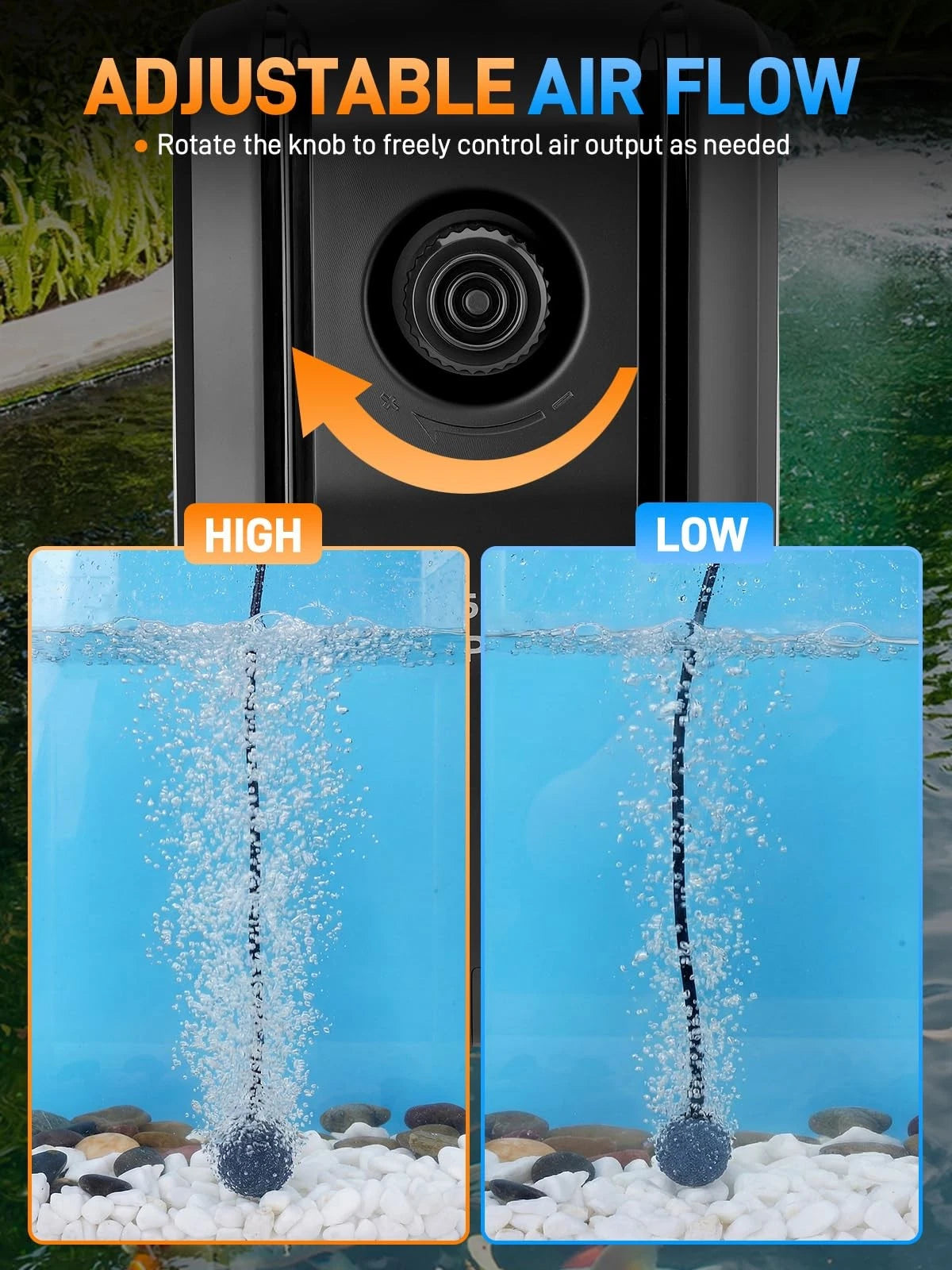 2X Pond Aerator Air Pump Kit with 30Ft Airline Tubing for Ponds 1400 Gallons