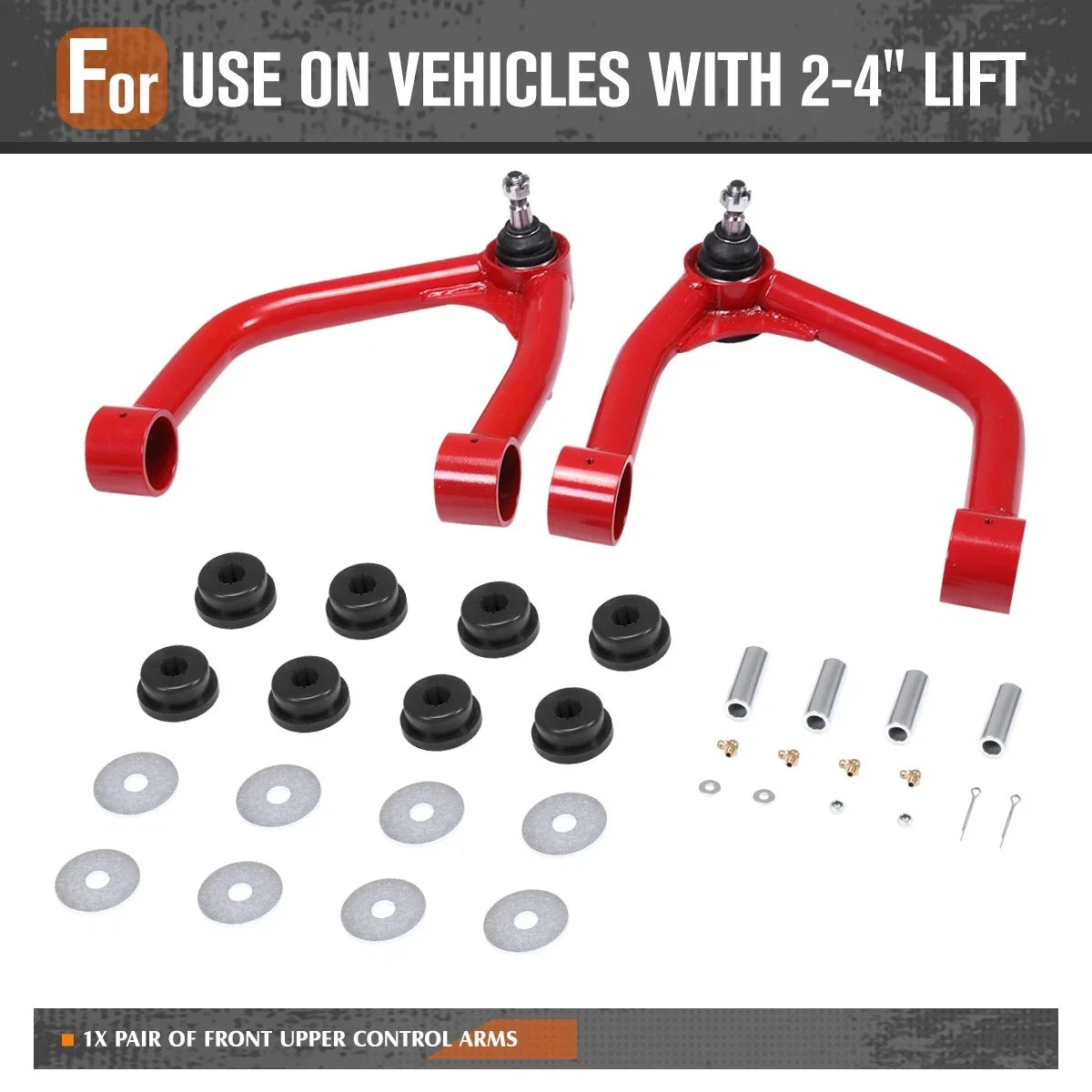 Set of 2 J2 Red 2-4" Lift Front Upper Control Arms for Toyota Sequoia Tundra (2007–2022)