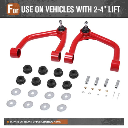 Set of 2 J2 Red 2-4" Lift Front Upper Control Arms for Toyota Sequoia Tundra (2007–2022)