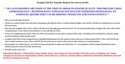 ATV Graphics Decals Stickers for Yamaha Raptor 80 (2002–2008)