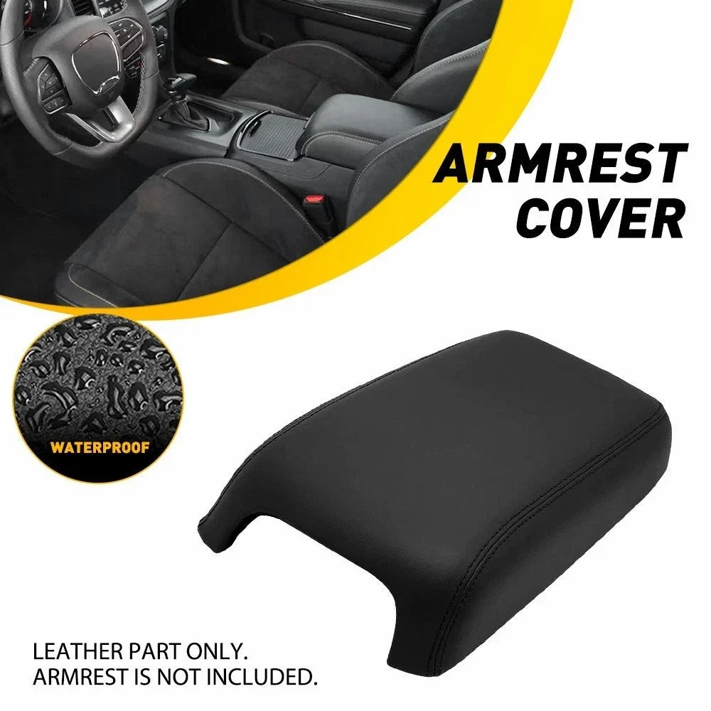 Center Console Armrest Pad Cover for Dodge Charger (2011–2022) Leather Black