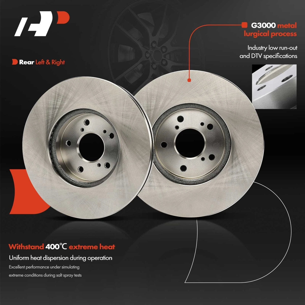 Set of 2 Front Side Disc Brake Rotors for Honda CR-V (2017–2023) BD180726E, 982124R, 32040096F, 982124FZN, 12140096
